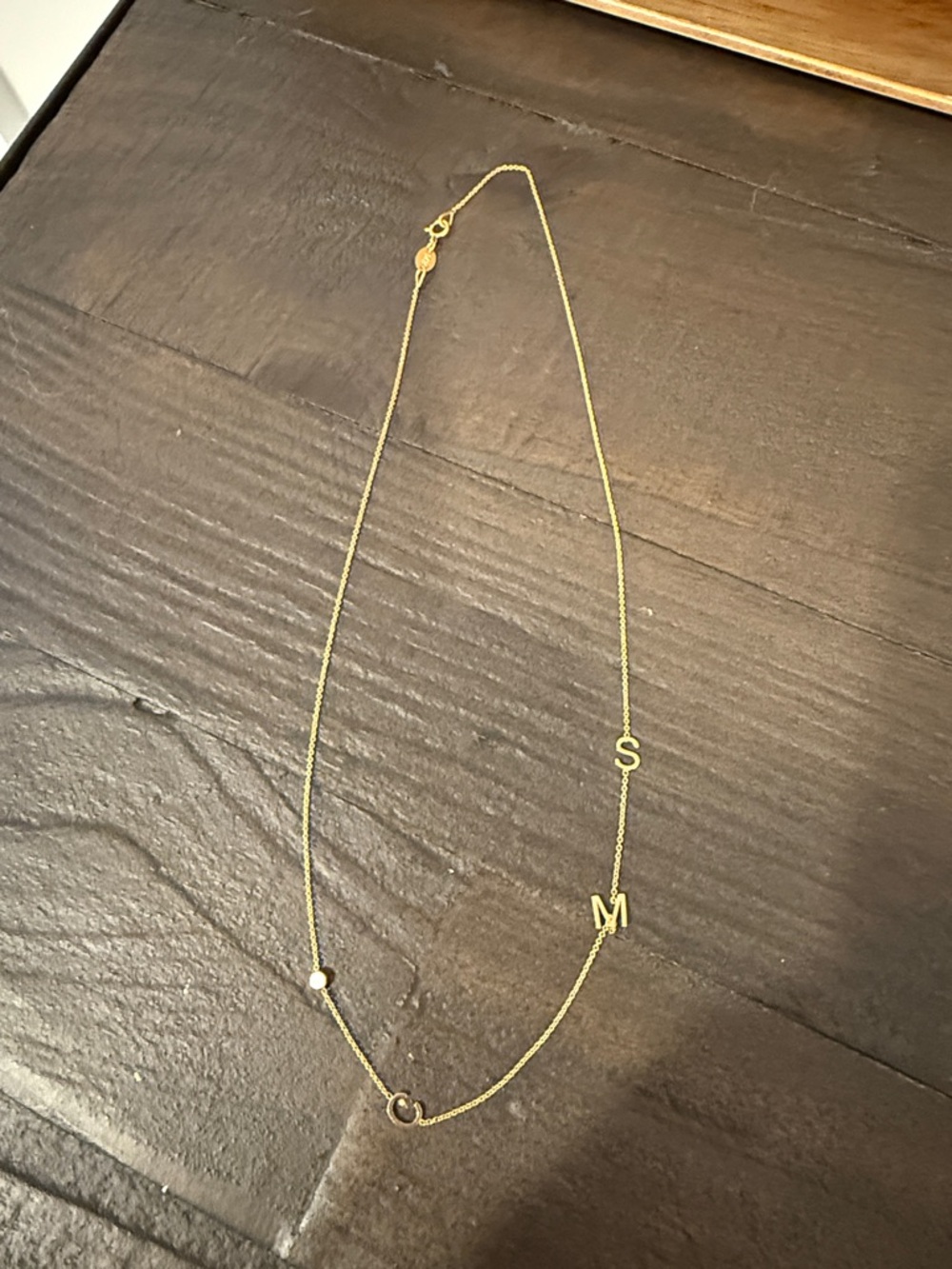 Personalized Solid Rose Gold Initial Necklace with letters and opal gem stone